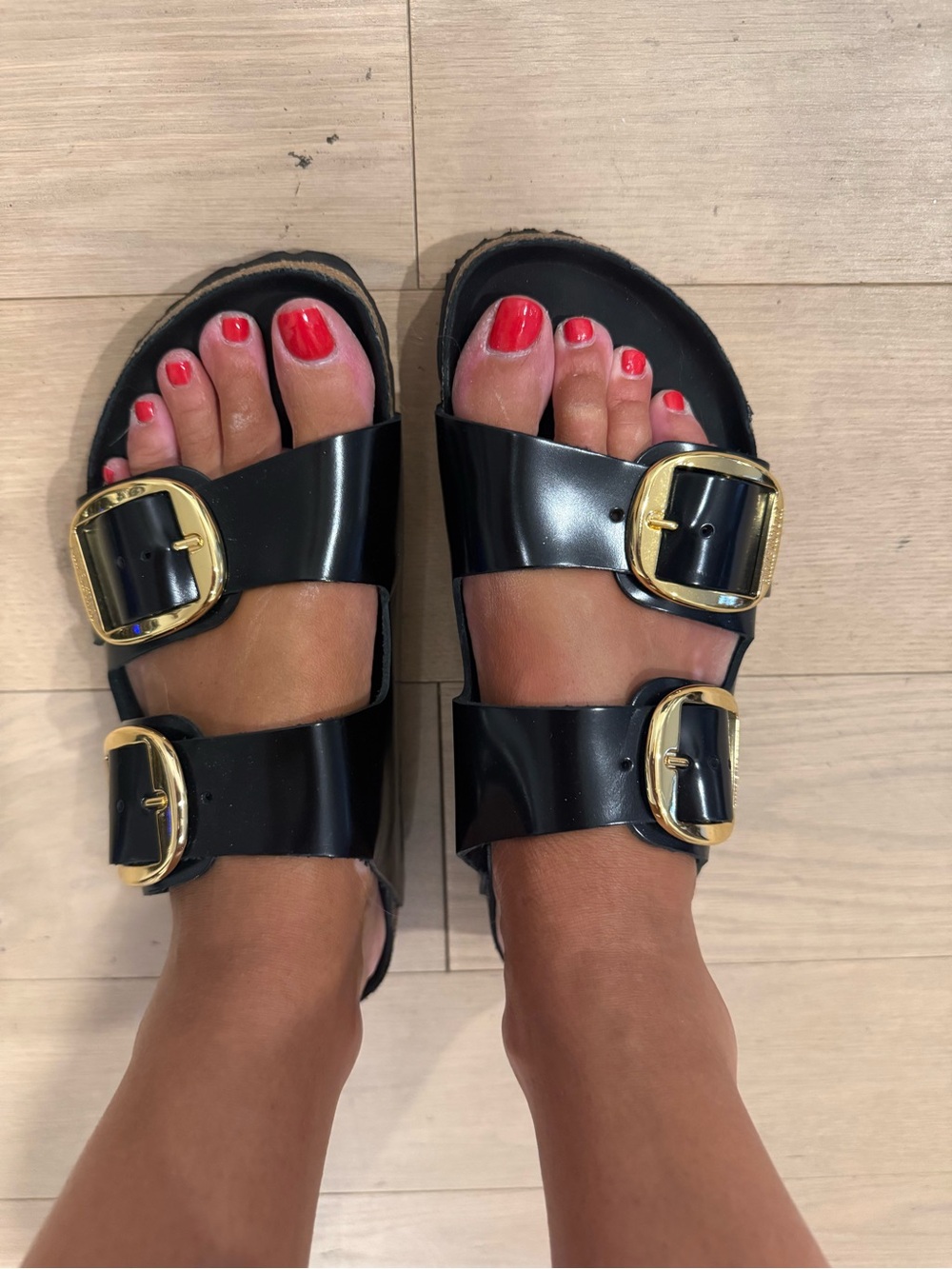 Birkenstock Arizona Big Buckle Sandals with Gold Buckles - Picture 2 of 4